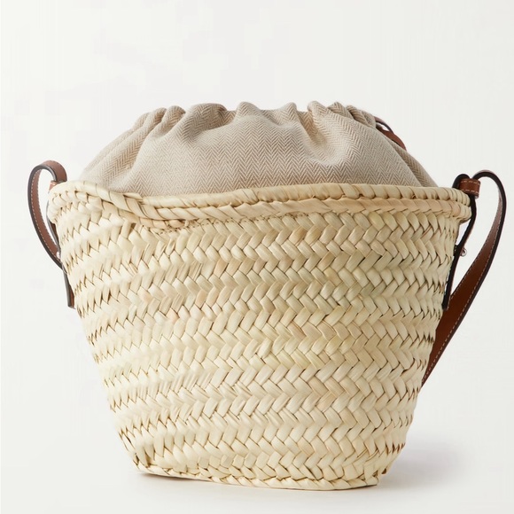Loewe Paula's Ibiza leather-trimmed raffia bucket bag. Gently Used $690 - Picture 2 of 13